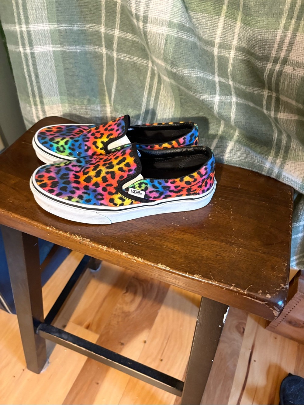 Vans Rainbow Leopard Slip-On Sneakers in Multicolor and Black - Picture 3 of 7
